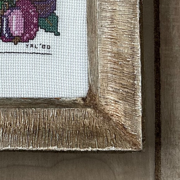 Framed Cross-stitched Fruit Bowl - Picture 5 of 7